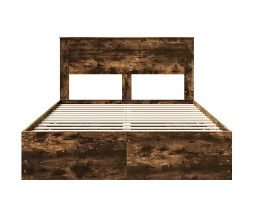 Gultas Rāmis Dūmaka Ozols 140 X 190 Cm Inženieru Koks Vidaxl