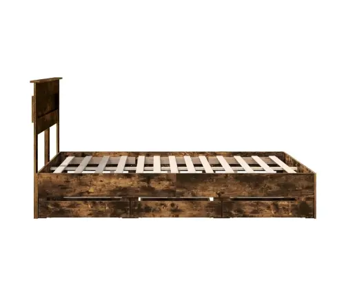 Voodi Raam Sahtliga Suitsetatud Tamm 140 X 190 Cm Inseneripuit