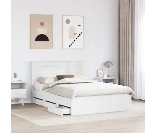 Gultas Rāmis Ar Atvilktni Balts 140 X 200 Cm Inženieru Koks Vidaxl