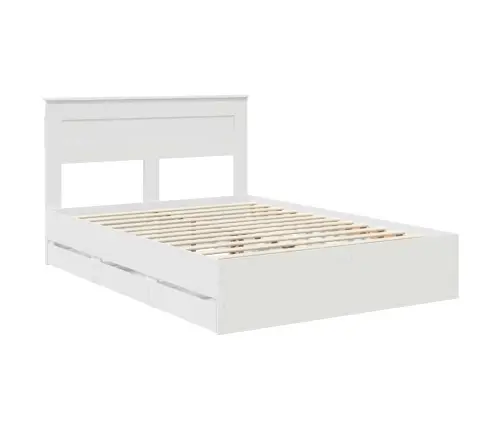Gultas Rāmis Ar Atvilktni Balts 140 X 200 Cm Inženieru Koks Vidaxl