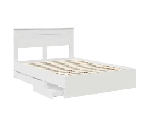 Gultas Rāmis Ar Atvilktni Balts 140 X 200 Cm Inženieru Koks Vidaxl