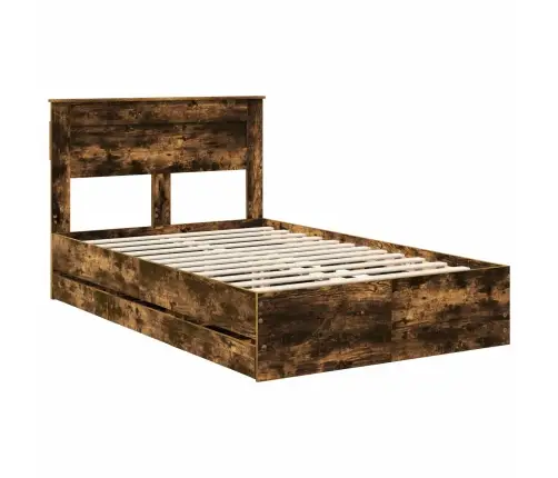 Gultas Rāmis Dūmaka Ozols 120 X 190 Cm Inženieru Koks Vidaxl