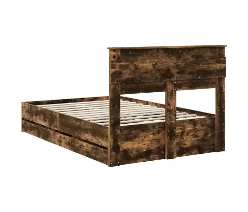 Gultas Rāmis Dūmaka Ozols 120 X 190 Cm Inženieru Koks Vidaxl