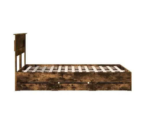 Gultas Rāmis Dūmaka Ozols 120 X 190 Cm Inženieru Koks Vidaxl