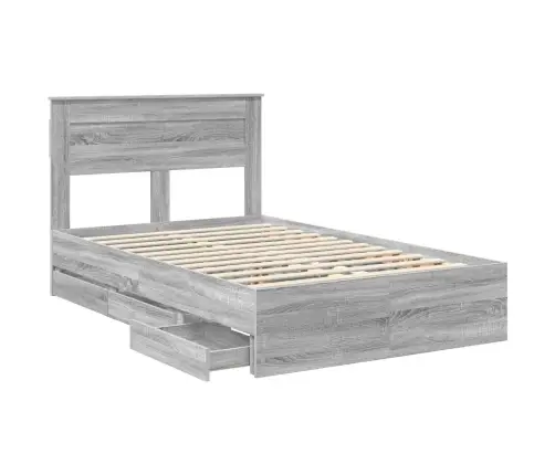 Gultas Rāmis Pelēks Sonoma 120 X 190 Cm Inženieru Koks Vidaxl