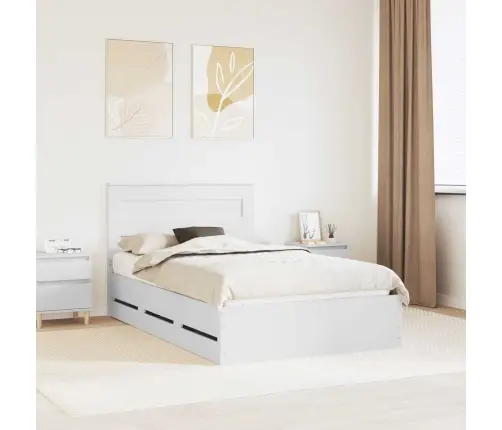 Gultas Rāmis Ar Atvilktni Balts 120 X 200 Cm Inženieru Koks Vidaxl