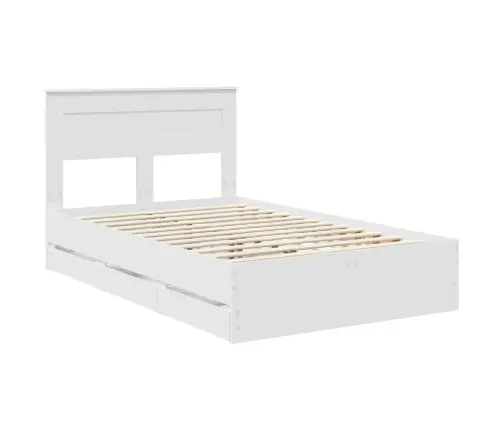 Gultas Rāmis Ar Atvilktni Balts 120 X 200 Cm Inženieru Koks Vidaxl