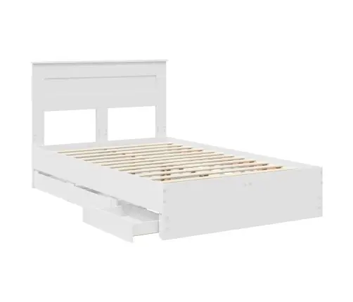 Gultas Rāmis Ar Atvilktni Balts 120 X 200 Cm Inženieru Koks Vidaxl