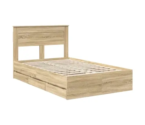 Gultas Rāmis Sonoma Ozols 120 X 200 Cm Inženieru Koks Vidaxl