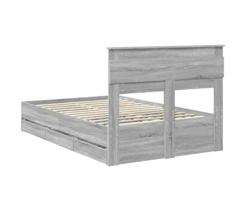 Gultas Rāmis Pelēks Sonoma 120 X 200 Cm Inženieru Koks Vidaxl