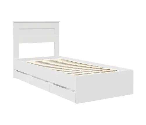 Gultas Rāmis Ar Atvilktni Balts 100 X 200 Cm Inženieru Koks Vidaxl