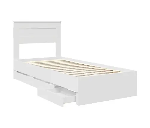 Voodi Raam Sahtliga Peaga Valge 90 X 200 Cm Inseneripuit