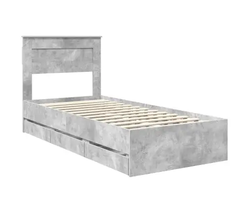 Gultas Rāmis Betona Pelēks 75 X 190 Cm Inženieru Koks Vidaxl