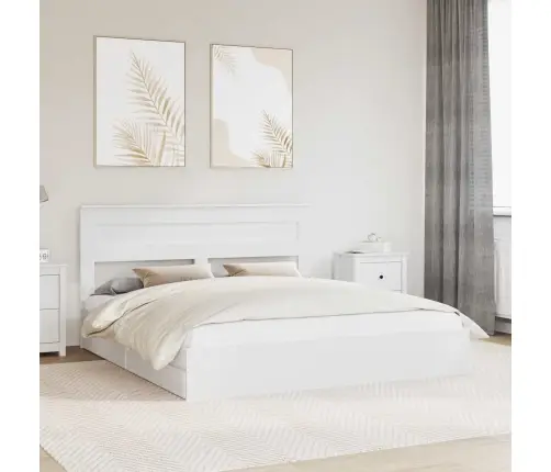 Gultas Rāmis Ar Atvilktni Balts 200 X 200 Cm Inženierijas Koks Vidaxl