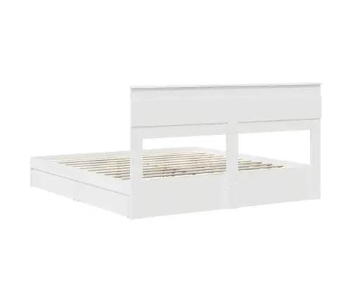 Gultas Rāmis Ar Atvilktni Balts 200 X 200 Cm Inženierijas Koks Vidaxl