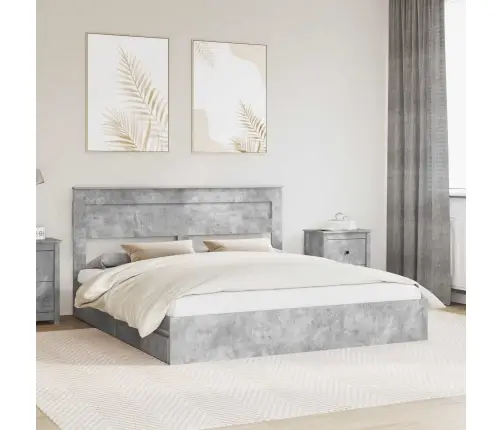 Glabāšanas Gulta Betona Pelēks 200 X 200 Cm Inženierijas Koks Vidaxl