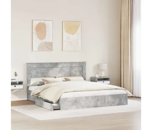 Glabāšanas Gulta Betona Pelēks 200 X 200 Cm Inženierijas Koks Vidaxl