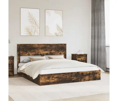 Laos Voodi Peaga Suitsetatud Tamm 180 X 200 Cm Tehispuit