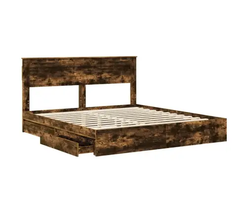 Laos Voodi Peaga Suitsetatud Tamm 180 X 200 Cm Tehispuit