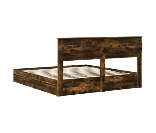 Laos Voodi Peaga Suitsetatud Tamm 180 X 200 Cm Tehispuit