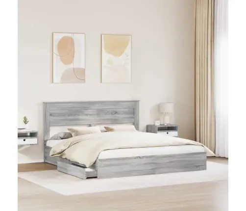 Saugos Lova Pilkas Sonoma 180 X 200 Cm Apdirbta Mediena