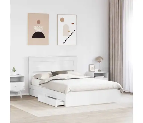 Glabāšanas Gulta Balts 160 X 200 Cm Inženierijas Koks Vidaxl