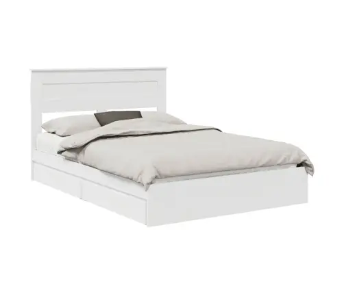 Gultas Rāmis Ar Atvilktni Balts 150 X 200 Cm Inženierijas Koks Vidaxl