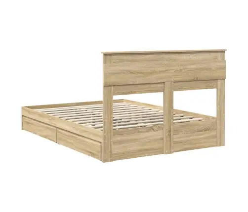 Gultas Rāmis Sonoma Ozols 150 X 200 Cm Inženierijas Koks Vidaxl