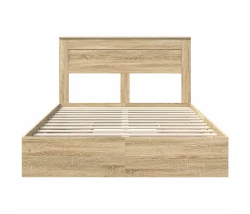 Gultas Rāmis Sonoma Ozols 150 X 200 Cm Inženierijas Koks Vidaxl