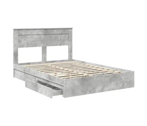 Gultas Rāmis Betona Pelēks 150 X 200 Cm Inženierijas Koks Vidaxl