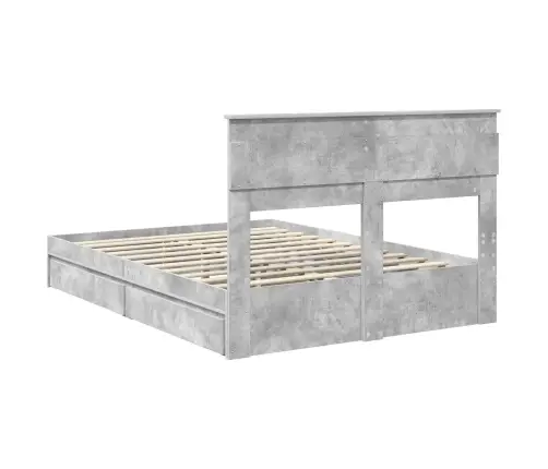 Gultas Rāmis Betona Pelēks 150 X 200 Cm Inženierijas Koks Vidaxl