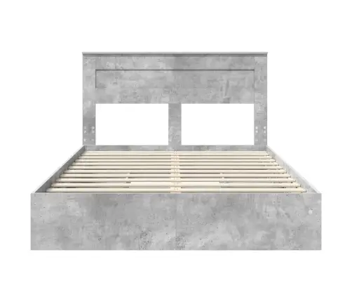 Gultas Rāmis Betona Pelēks 150 X 200 Cm Inženierijas Koks Vidaxl