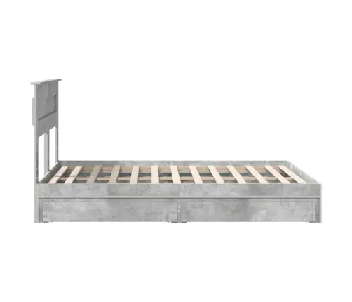 Gultas Rāmis Betona Pelēks 150 X 200 Cm Inženierijas Koks Vidaxl