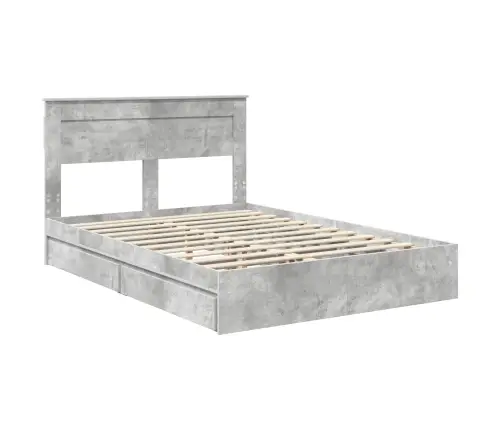Gultas Rāmis Betona Pelēks 140 X 190 Cm Inženierijas Koks Vidaxl