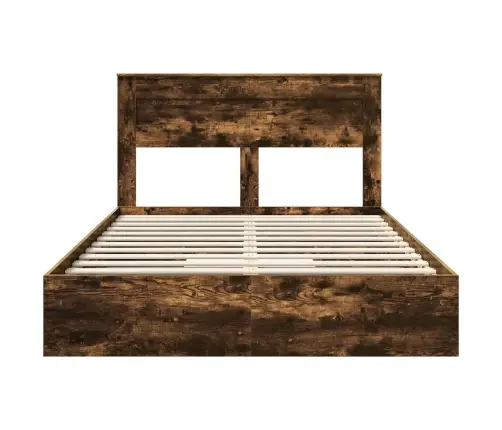 Laos Voodi Peaga Suitsetatud Tamm 140 X 200 Cm Tehispuit