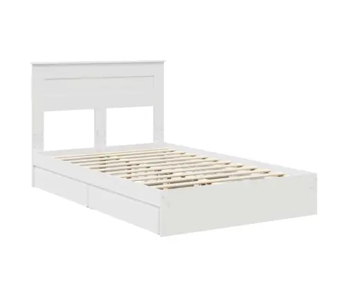 Laos Voodi Peaga Sahtliga Valge 135 X 190 Cm Tehispuit