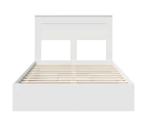 Laos Voodi Peaga Sahtliga Valge 135 X 190 Cm Tehispuit