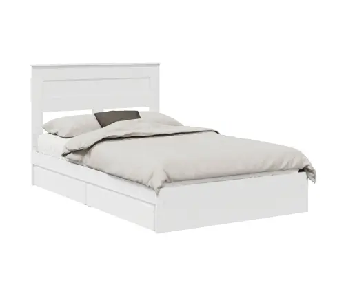 Laos Voodi Peaga Sahtliga Valge 135 X 190 Cm Tehispuit