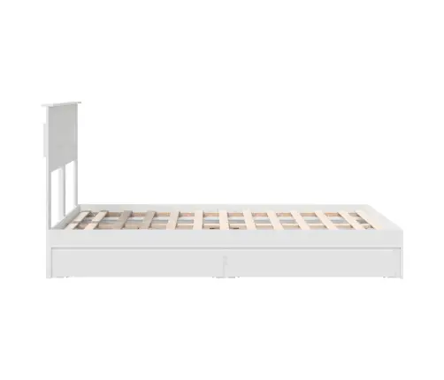 Laos Voodi Peaga Sahtliga Valge 135 X 190 Cm Tehispuit