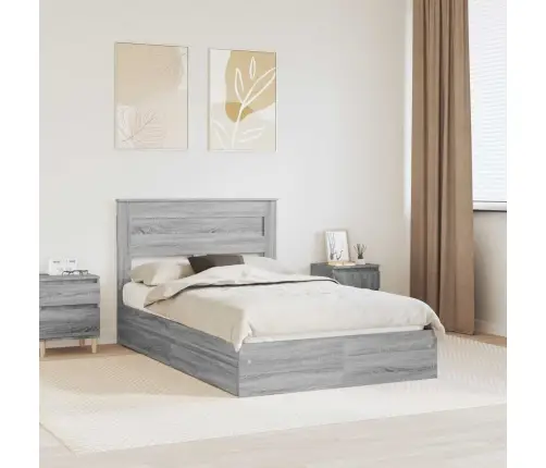 Gultas Rāmis Pelēks Sonoma 135 X 190 Cm Inženierijas Koks Vidaxl