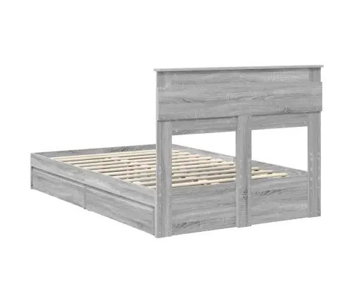 Gultas Rāmis Pelēks Sonoma 135 X 190 Cm Inženierijas Koks Vidaxl