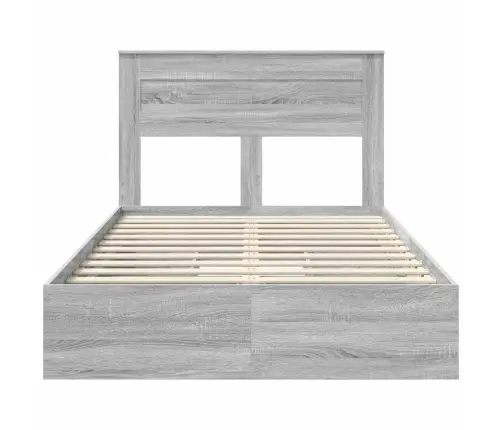 Gultas Rāmis Pelēks Sonoma 135 X 190 Cm Inženierijas Koks Vidaxl