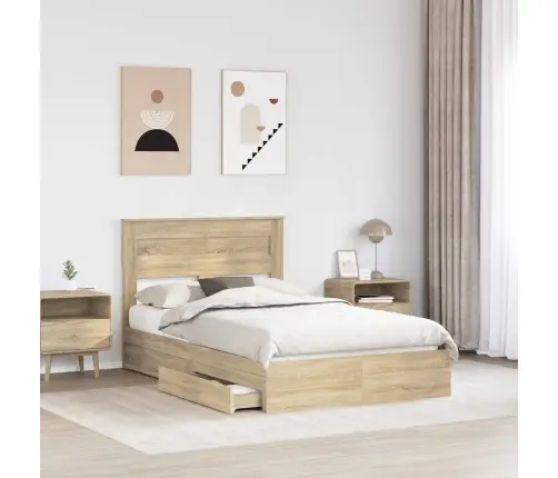 Glabāšanas Gulta Sonoma Ozols 120 X 200 Cm Inženierijas Koks Vidaxl