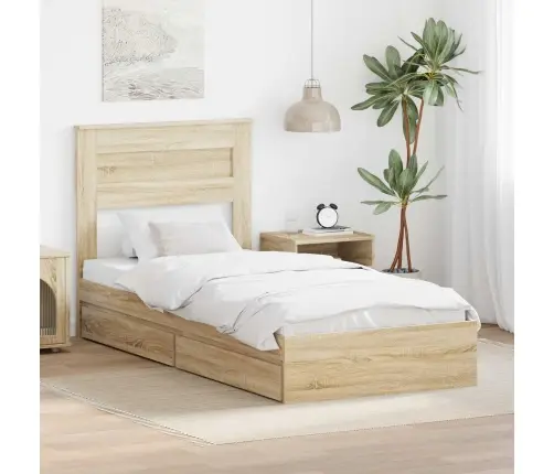 Gultas Rāmis Sonoma Ozols 100 X 200 Cm Inženierijas Koks Vidaxl