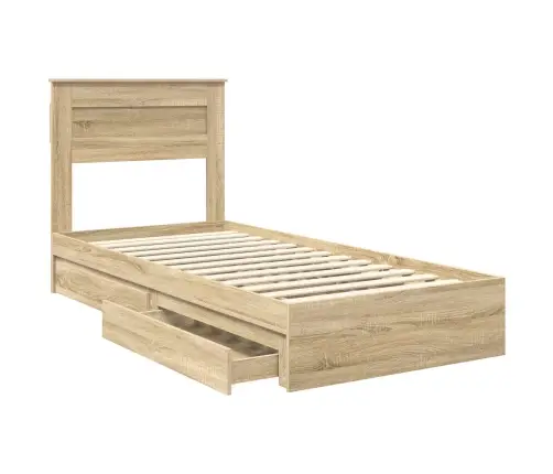 Gultas Rāmis Sonoma Ozols 100 X 200 Cm Inženierijas Koks Vidaxl