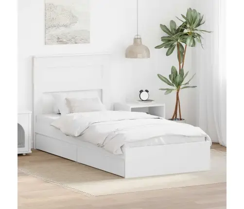 Gultas Rāmis Ar Atvilktni Balts 90 X 190 Cm Inženierijas Koks Vidaxl