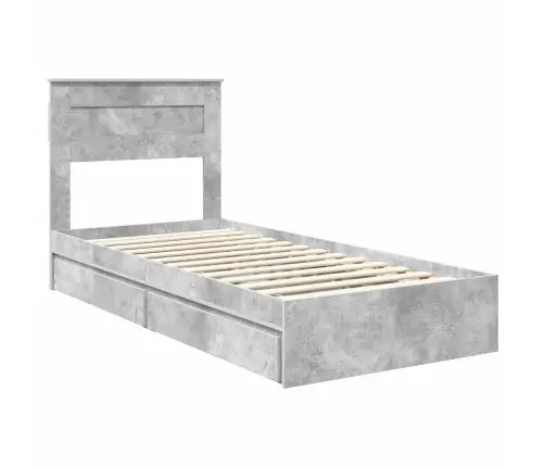 Saugos Lova Betono Pilka 90 X 190 Cm Apdirbta Mediena