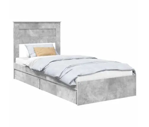 Saugos Lova Betono Pilka 90 X 190 Cm Apdirbta Mediena