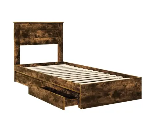 Gultas Rāmis Dūmaka Ozols 90 X 190 Cm Inženierijas Koks Vidaxl