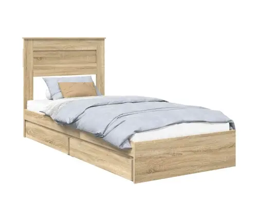 Gultas Rāmis Sonoma Ozols 90 X 200 Cm Inženierijas Koks Vidaxl